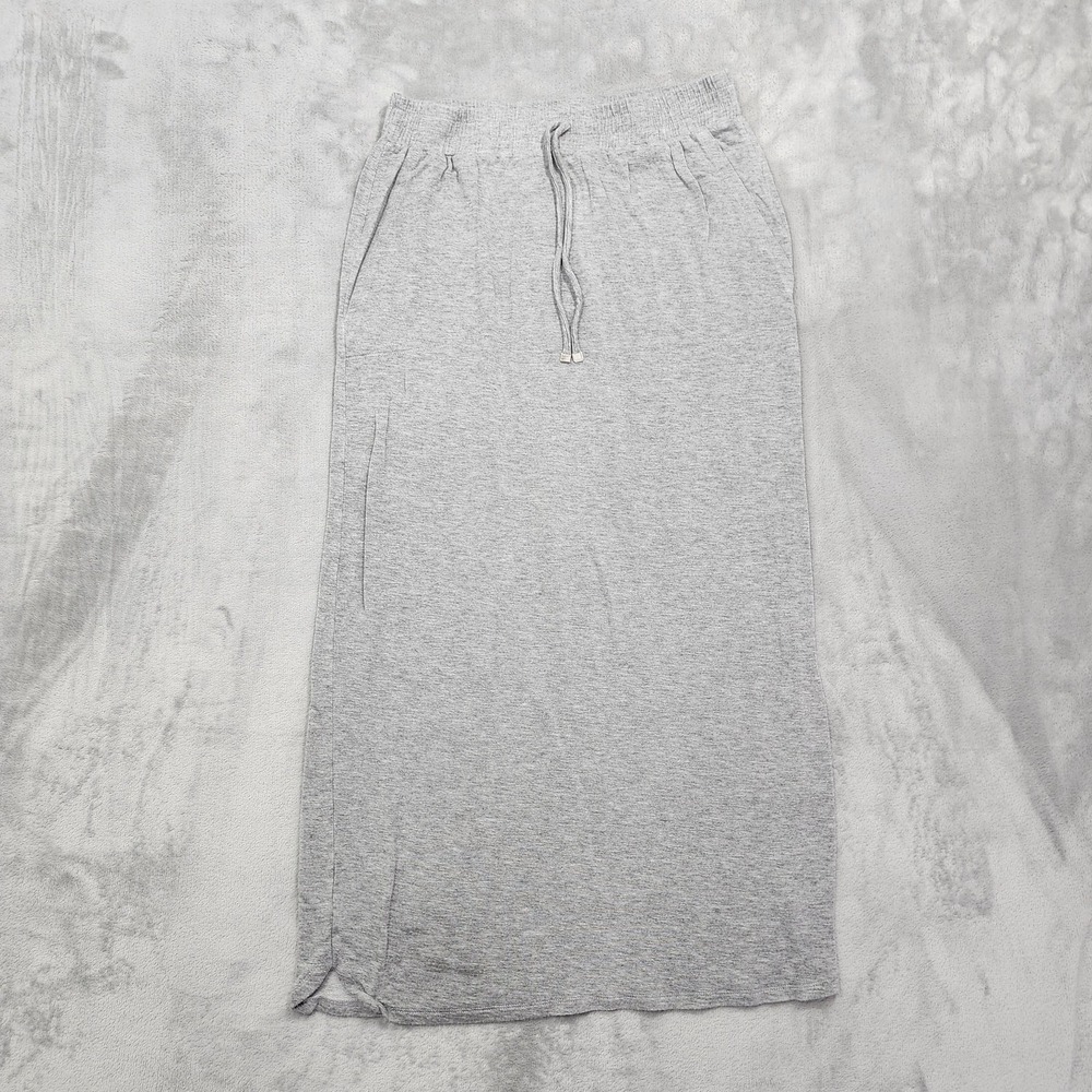 89th + Madison Skirt Womens S Gray Jersey Maxi Drawstring Pockets Stretch Casual